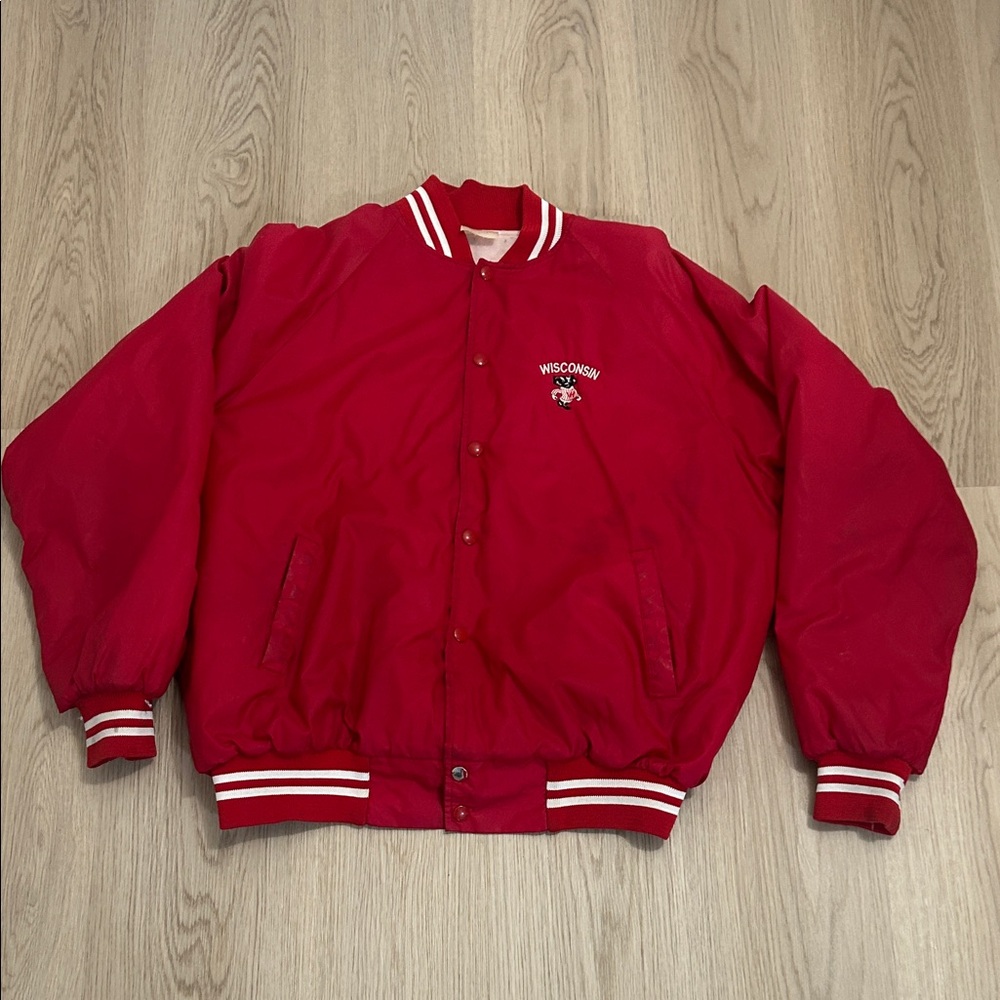Vintage Wisconsin Badgers Red Bomber varsity Jacket size XL